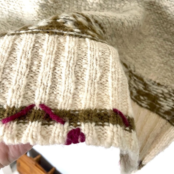 Free People Cream Snow Drift Fair Isle cowl  Neck Sleeveless Sweater Size Medium - Picture 6 of 9